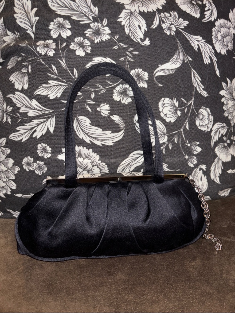 Stuart Weitzman Black Satin Evening Mini Bag